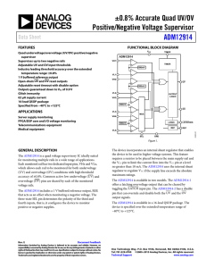 ±0.8% Accurate Quad UV/OV Positive/Negative Voltage Supervisor ADM12914 Data Sheet