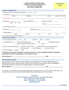 VIRGINIA COMMUNITY COLLEGE SYSTEM NONCREDIT APPLICATION FOR REGISTRATION
