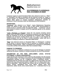 Ballyshannon  2016 PERMISSION TO HORSEBACK RIDE / STATEMENT OF RIDER