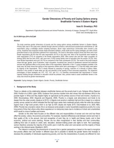 Gender Dimensions of Poverty and Coping Options among