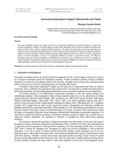 Government Expenditure in Nigeria: Determinants and Trends Olusegun Ayodele Akanbi