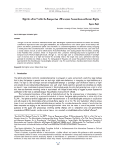 Right to a Fair Trail in the Prespective of European... Mediterranean Journal of Social Sciences Agron Bajri MCSER Publishing, Rome-Italy