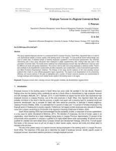 Employee Turnover in a Regional Commercial Bank C. Pietersen MCSER Publishing, Rome-Italy