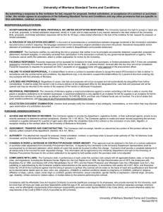 University of Montana Standard Terms and Conditions