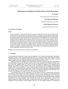 Mobile Money as a Strategy for Financial Inclusion in Rural... Mediterranean Journal of Social Sciences Mr. Thulani MCSER Publishing, Rome-Italy