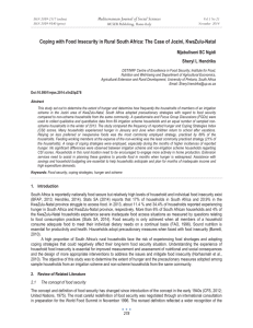 Coping with Food Insecurity in Rural South Africa: The Case... Mediterranean Journal of Social Sciences Mjabuliseni SC Ngidi