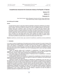 Competitiveness Assessment the Construction Industry of the Republic of Tatarstan