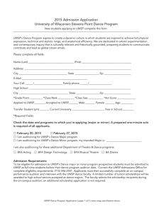 2015 Admission Application University of Wisconsin-Stevens Point Dance Program .