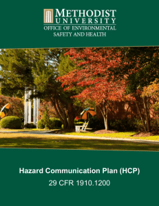 Hazard Communication Plan (HCP) 29 CFR 1910.1200