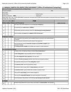 B. ANNUAL CAMPUS EHS INSPECTION CHECKSHEET [ Office of Institutional... Methodist University | Office of Environmental Health and Safety