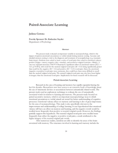 Paired-Associate Learning Julissa Corona Faculty Sponsor: Dr. Katharine Snyder