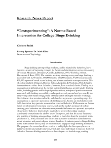 Research News Report  “Textsperimenting”: A Norms-Based Intervention for College Binge Drinking