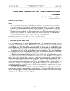 Domestic Material Consumption from Cultural Perspective in European Countries Inna þábelková