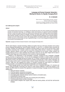 Language and Human-Computer Interaction: Mediterranean Journal of Social Sciences Dr. A. Belmekki