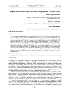 Religiousity and Risky Sexual Behaviour among Undergraduates in South West... Mediterranean Journal of Social Sciences Olayinka Stephen Ilesanmi MCSER Publishing, Rome-Italy