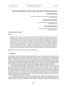 Ethical Decision-Making in Cultural Context: Implications for Professional Practice