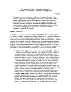 The Role of PostDocs in Computer Science:  1/26/2011