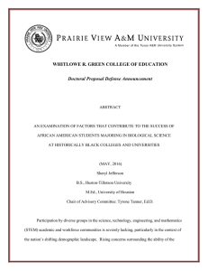 WHITLOWE R. GREEN COLLEGE OF EDUCATION Doctoral Proposal Defense Announcement