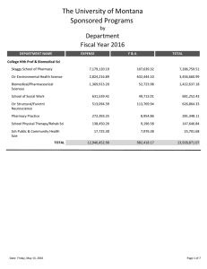 The University of Montana Sponsored Programs Department Fiscal Year 2016