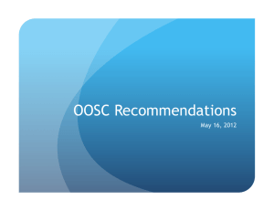 OOSC Recommendations May 16, 2012