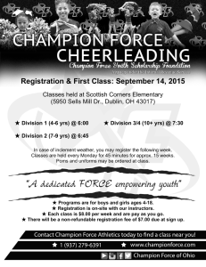 CHAMPION FORCE Registration &amp; First Class: September 14, 2015