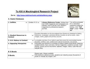To Kill A Mockingbird Research Project Go to: A. Helpful Databases
