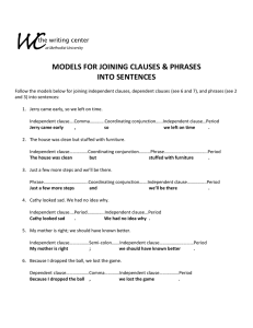 MODELS FOR JOINING CLAUSES &amp; PHRASES INTO SENTENCES