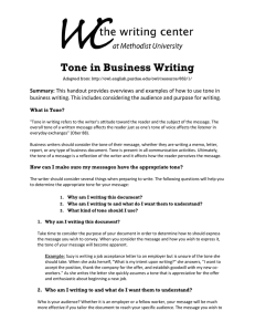 Tone in Business Writing Summary: