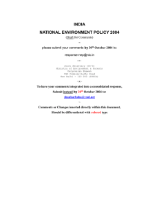 INDIA NATIONAL ENVIRONMENT POLICY 2004  by