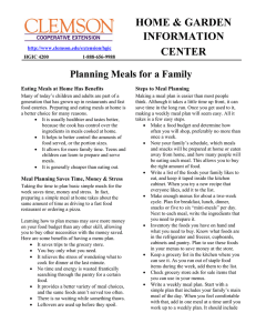 HOME &amp; GARDEN INFORMATION CENTER Planning Meals for a Family