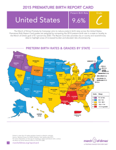 C United States 9.6% 2015 PREMATURE BIRTH REPORT CARD