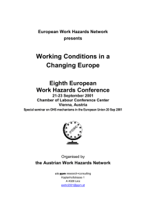 Working Conditions in a  Eighth European Work Hazards Conference
