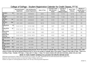 Last Day to Add Last Day to *Number of Returning Student