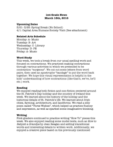 irst Grade News March 18th, 2016 Upcoming Dates Related Arts Schedule