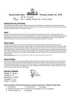 Second Grade News Thursday October 29, 2015 Reading/Writing Workshop