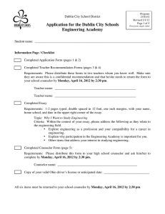 Application for the Dublin City Schools Engineering Academy