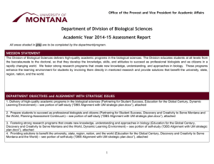Department of Division of Biological Sciences Academic Year 2014-15 Assessment Report