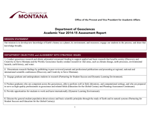 Department of Geosciences Academic Year 2014-15 Assessment Report