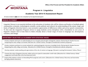 Program in  Linguistics Academic Year 2014-15 Assessment Report