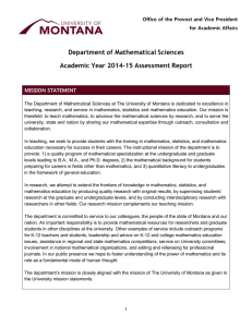 Department of Mathematical Sciences Academic Year 2014-15 Assessment Report