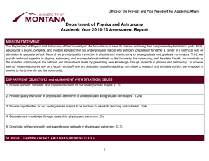 Department of Physics and Astronomy Academic Year 2014-15 Assessment Report
