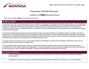 Department of Health Professions Academic Year 2014-15Assessment Report