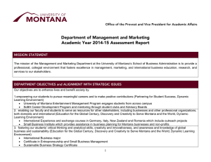 Department of Management and Marketing Academic Year 2014-15 Assessment Report