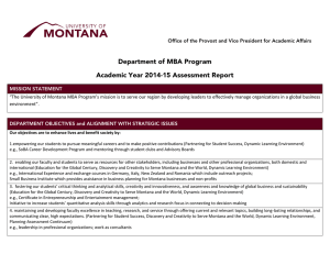 Department of MBA Program Academic Year 2014-15 Assessment Report