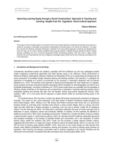 Improving Learning Equity through a Social Constructivist  Approach to... Learning: Insights from the  Vygotskian  Socio-Cultural Approach