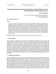 Repositioning, Reclaiming and Rejuvenating the Niche of Traditional Practitioners in... Face of Modernization in Selected African Countries