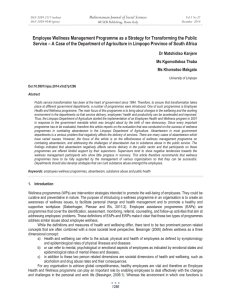 Employee Wellness Management Programme as a Strategy for Transforming the... Service – A Case of the Department of Agriculture in...