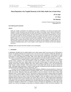 Racial Disparities in the Tangible Dimension of the Public Health... Mediterranean Journal of Social Sciences J.W. de Jager A.T. Roux