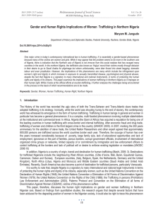 Gender and Human Rights Implications of Women  Trafficking in... Mediterranean Journal of Social Sciences Maryam M. Jungudo MCSER Publishing, Rome-Italy