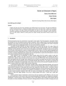 Gender and Urbanization in Nigeria Mediterranean Journal of Social Sciences Asaju, Kenang